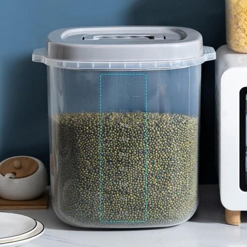 PP Sealed Rice Bucket Household Metering Miscellaneous Grain Bucket Plastic Transparent Rice Storage Box