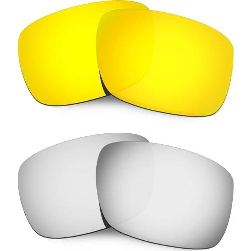 HKUCO For Drop Point Sunglasses Polarized Replacement Lenses - Gold&Silver 2 Pairs