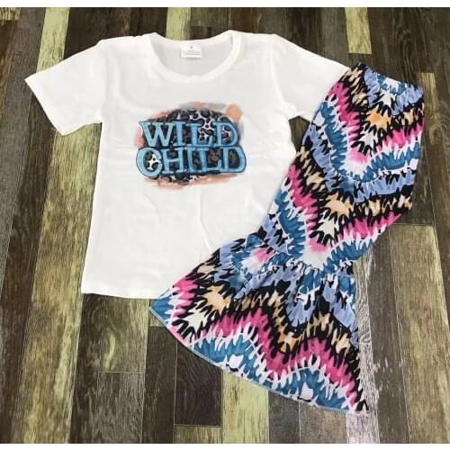 Popular Kids White shirt tie dye print pants Outfits Casual Clothing Sets