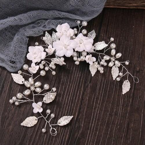 Pearl Flower Bride Headband Handmade Ornaments Sweet Flower Size Hair Band Bridal Hair Accessories for Women BN