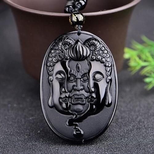 Natural Obsidian Buddha Demonio Pendant Monkey Necklace Man Exquisito Jewellery Fashion Accessories Hand-Carved Luck Amulet