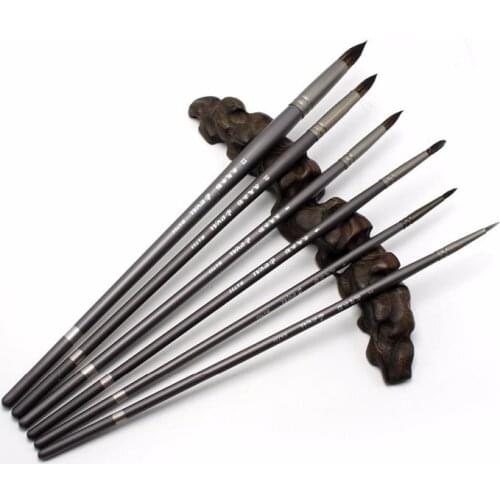 6 pcs Professional Set Squirrel Hair Round Pointed Artist Paintbrush Pen watercolor Oil Painting Art Supplies For Acrylic Art Br