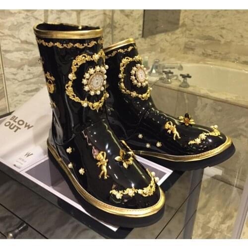 EIOUPI warm winter snow boots real sheep fur sheepskin leather women casual fashion thread sewing mid flat boot ju450