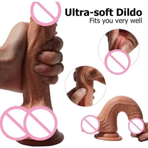 YEMA Big Soft Realistic Dildo Penis Strap On Sex Toys for Woman Lesbian Counple Adult Erotic Toys Adult Vagina Massager