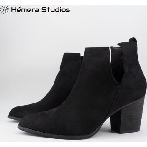 Booties Women inverno with Chelsea Super light comfortable boots with zipper platform ankle boot in black