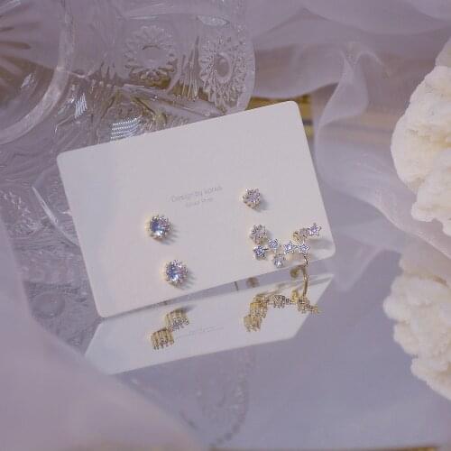New Design Fashion Korea Jewelery Small Star Round Crystal Stud Earrings for Woman Holiday Party Daily Exquisite Earring