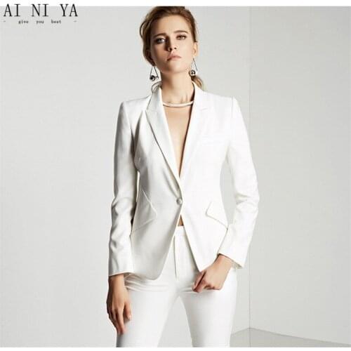 New One Button Ivory Trouser Suit Women Business Suits Formal Office Suits Work Wedding Tuxedo 2 Piece Blazer Set Custom