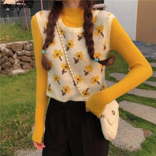 Sweater Vest Women Comfortable Floral Printed Short Style Sweet Lace-up Retro Teens Bow Ulzzang Casual Cute Harajuku Tops New