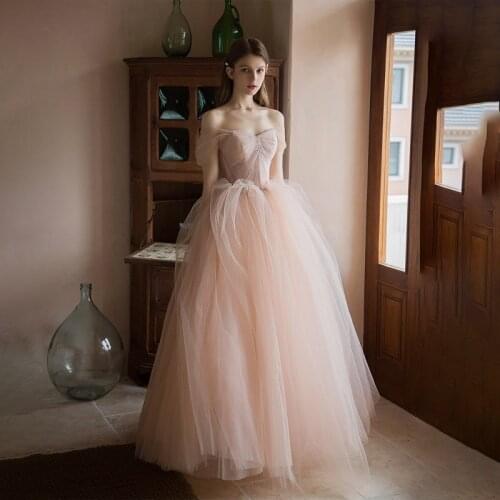 Evening Dress Simple Boat Neck Luxurious A-Line Empire Short Sleeves Backless New Floor-Length Woman Formal Party Gowns A1381