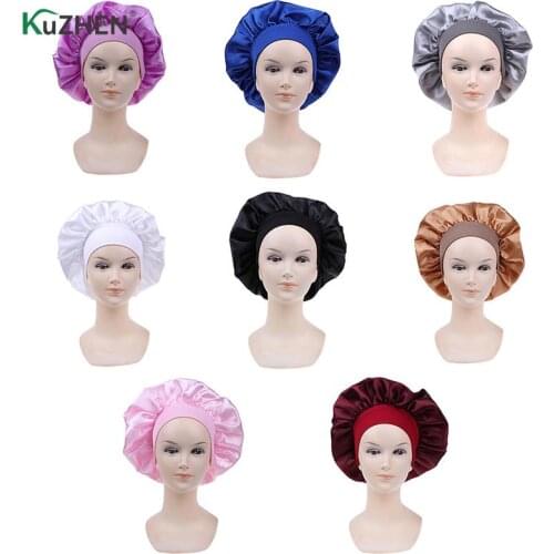 1pc Women Elastic Satin Lace Solid Color Night Sleep Hat Chemotherapy Hair Care Cap Hair Styling Care Hair Care Bonnet Nightcap