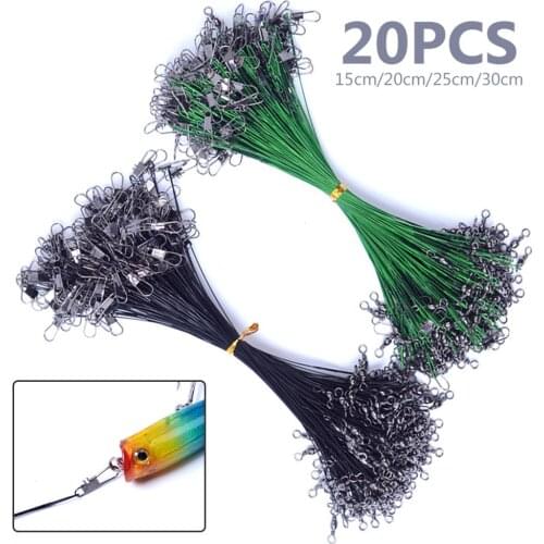 20PCS Anti Bite Steel Fishing Line Steel Wire Leader With Swivel Fishing Accessory Lead Core Leash Fishing Wire