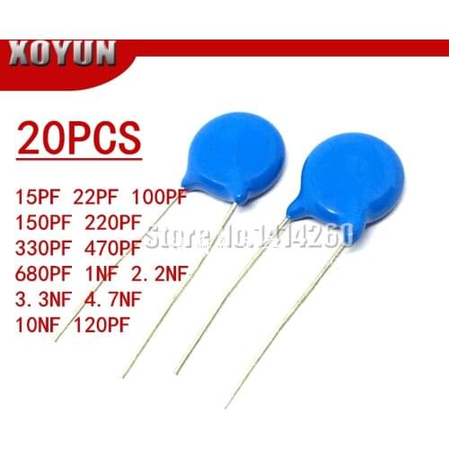20pcs High voltage Ceramic Capacitor 2KV 15PF 22PF 100PF 120PF 150PF 220PF 330PF 470PF 680PF 1NF 2.2NF 3.3NF 4.7NF 10NF