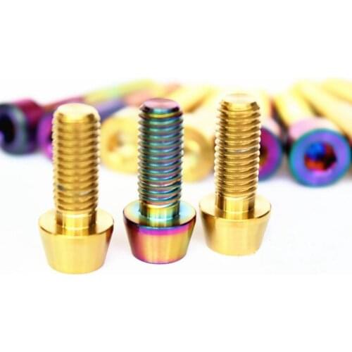 4 PCS M6x18/20mm Pitch 1.0mm GR5 Titanium Cone Head Screw For Bicycle Disc Brake