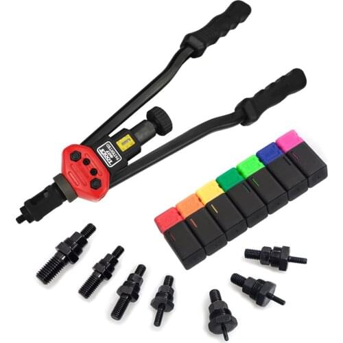 ALLSOME BT-607 RIVET NUT TOOL Hand Blind Riveter Hand Riveter Rivet Gun with 7 Metric Mandrels 70pcs Rivnuts