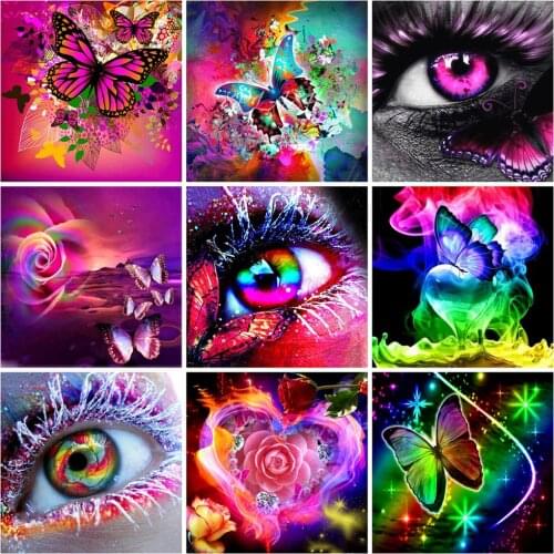 EverShine Diamond Painting Full Square Drill Animal Cross Stitch Diamond Embroidery Butterfly Picture Rhinestones Eye Needlework