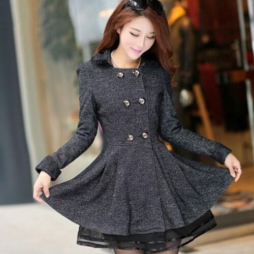 Plus Size XL-6xl (bust 132cm) New 2014 Winter wool woolen cloth coat extra large Korean version of slim womens coat free ship