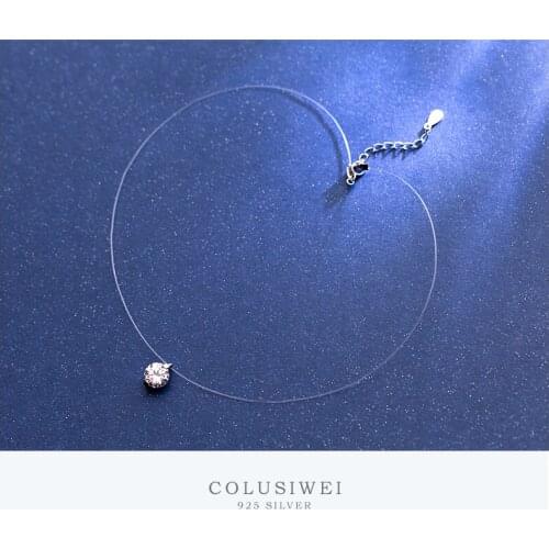 Colusiwei Simple Clear CZ Short Necklace for Women Genuine 925 Sterling Silver Korea Style Choker Necklace Female Fine Jewelry
