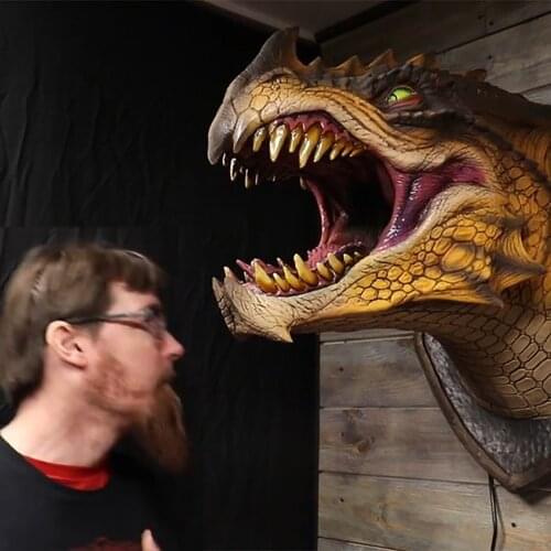 Dragon Legends Prop 3d Wall Mounted Dinosaur Sculpture Wall Art Life-like Glow Honeycomb Ghost Smiley Balloon For Halloween Home