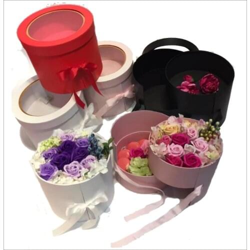 Florist packing box two floors can be turn around open PVC window flowers box wedding party Mothers Day Christmas packing box