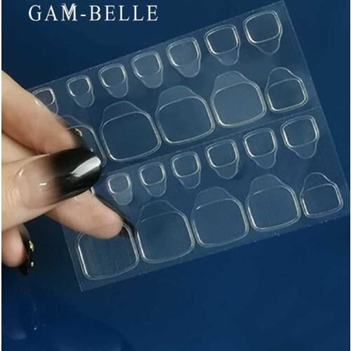 GAM-BELLE 5 Sheet Double Sided Fake Nail Extension Adhesive Tape Waterproof Long-lasting Glue Sticker Toe Nails Decorations Tool
