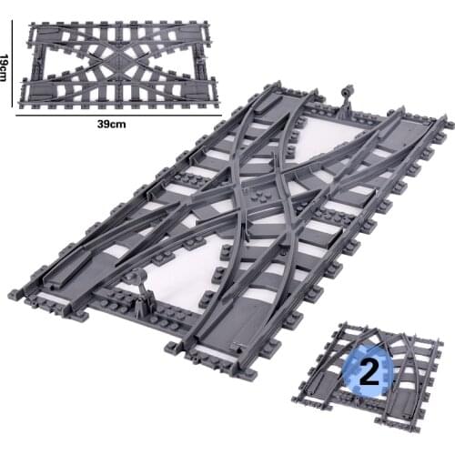 City Trains Flexible Tracks Forked Straight Curved Rails Switch Building Block Bricks High-Tech Creator Toys for kid