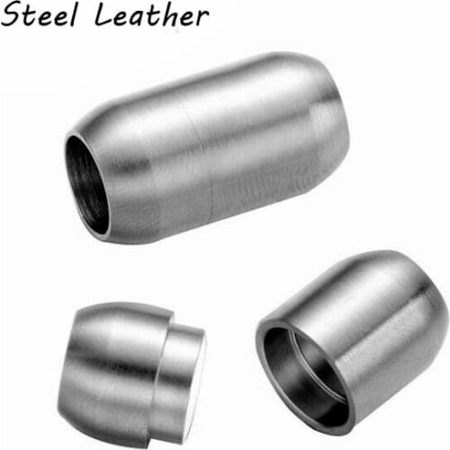 Engrave Logo 20pcs/lot Hole: 6/8mm Stainless Steel Magnetic Clasps Leather Magnet End Cap Clasp Buckle Connector For Diy Charm