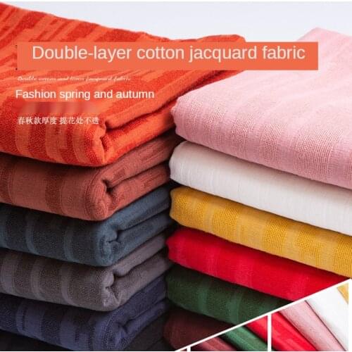Double Gauze Cotton Fabric 100% Kids Striped Jacquard Brocade Dress Pants Clothing Skirt Fabrics for Sewing Black White Blue Diy