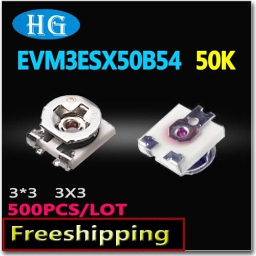 JASNPROSMA smd EVM3ESX50B54 50K 3*3 500pcs/lot data inside 3mm square 3x3 high quality variable Rheostat trimmer