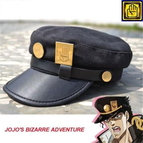 Anime JoJos Bizarre Adventure Cosplay Cap Jotaro Kujo Joseph Hat Army Military JOJO Caps Badges Animation Around Cosplay Props