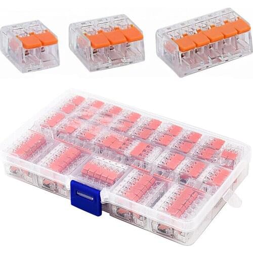 75Pcs Quick Wire Connector Push-in Universal Cable Connector Terminal Block For Electrical Wiring Fast Connecting 2/3/5 Ports