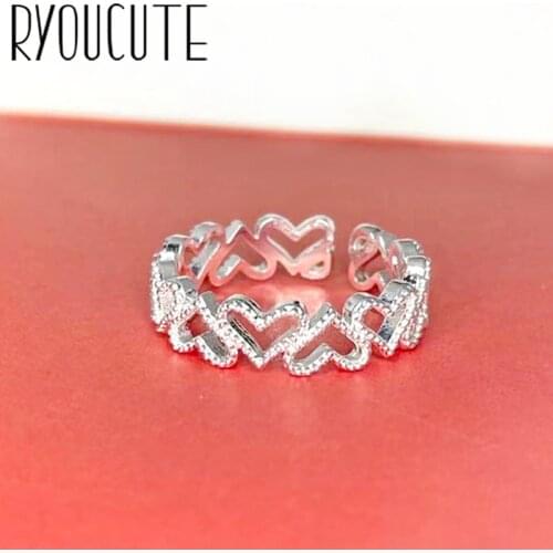 New Gothic Men Open Adjustable Size Heart Rings for Women Wedding Ring Jewelry Valentines Day GIFT 2021