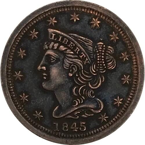 1845 United States of America Dollar Half Cent Collectibles Red Copper Copy Coin