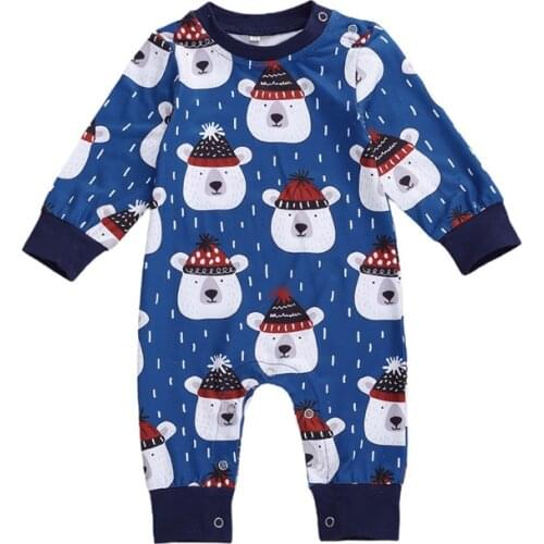 2020 Newborn Baby Boys Long Sleeve Bear Print Romper Jumpsuit Cute Jumpsuit for Baby Boys One Pieces Clothing