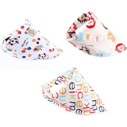 3 Pieces of Pure Cotton Baby Triangle Bib Baby Feeding Apron Girl Boy Cartoon Feeding Scarf Bib Saliva Towel