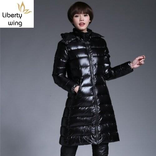 Korean Black Slim Fit Womens Thick Warm Overcoat Duck Down Hooded Female Jacket Motorcycle Windbreaker Parka Coats