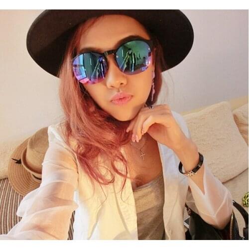 2015 Super Cool Colorful Reflective Lenses Sunglassess Unisex Fashion Round Sunglasses GL-5220