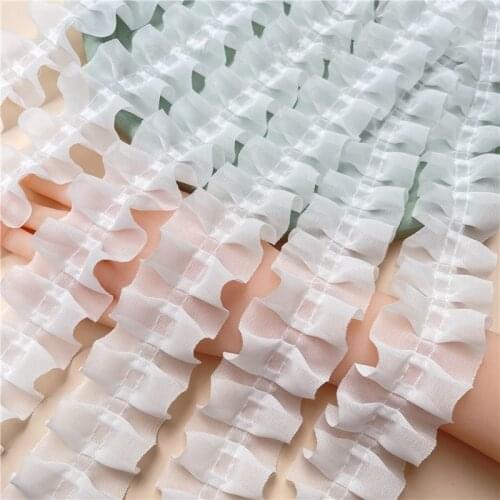5 cm Wide White Idyllic Soft Chiffon Folds Lace Trim Pleats DIY Neckline Clothes Lace Accessories
