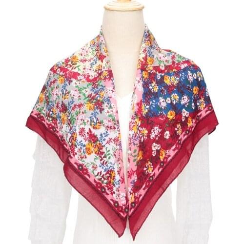 Cotton and Linen Square Towel New Autumn and Winter Warm Scarf Printed Cotton Neck National Wind Shawl Bag Scarf