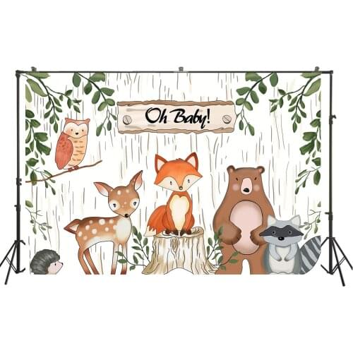 Woodland Theme Baby Shower Backdrops Birthday Party Banner Studio Photo Background Cake Table Scene Setter Wall Decorations