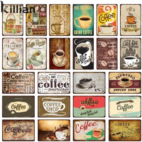 Restaurant Coffee Metal Plate Home Decoration Text Metal Poster Comic Metal Plaque Unique Bar Club Coffee Shop Wall Decoration