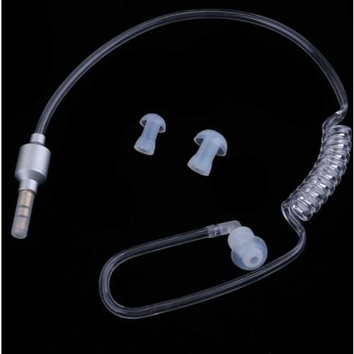 Anti-Radiation Mono Earphones 3.5mm Stereo Acoustic Hollow Air Tube Wired Earpiece Hands-free with Mic Headsets Lightweight