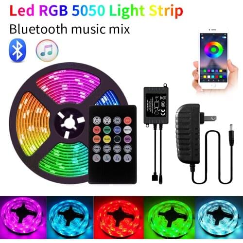 Music Bluetooth LED Strip Light Smart 5050 Luces LED RGB DC12V Waterproof LED Lights 5M 20M Holiday Decoration Lighting