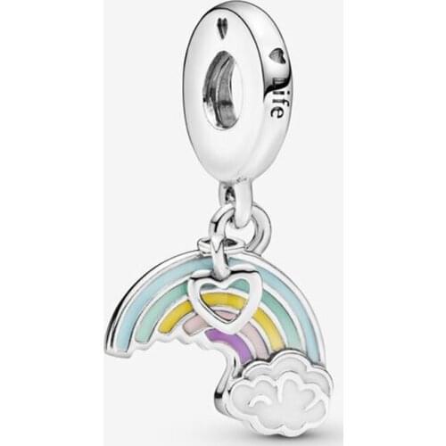 Authentic 925 Sterling Silver Rainbow and Cloud Charm Fit Original 3mm Bracelet For Women Birthday Fashion Jewelry Gift