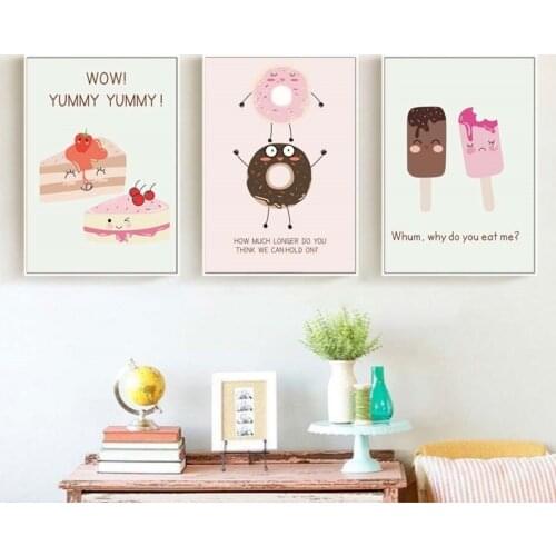 Donuts Dessert Ice Cream Cartoon canvas painting Posters and Prints Modern Home Decor Wall Pictures For Kitchen decoration