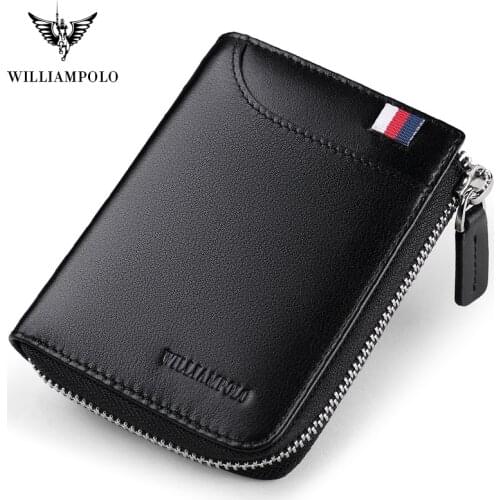 WILLIAMPOLO Leather Mini Luxury Men Small Wallet Short Slim Purse Card Holder Minimalist Designer Money Dollar PL253