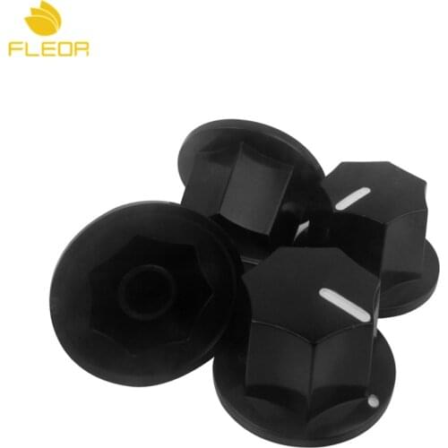 FLEOR 4pcs Plastic Black Bass Guitar Control Knobs Amp Amplifier Effects Pedal Knobs