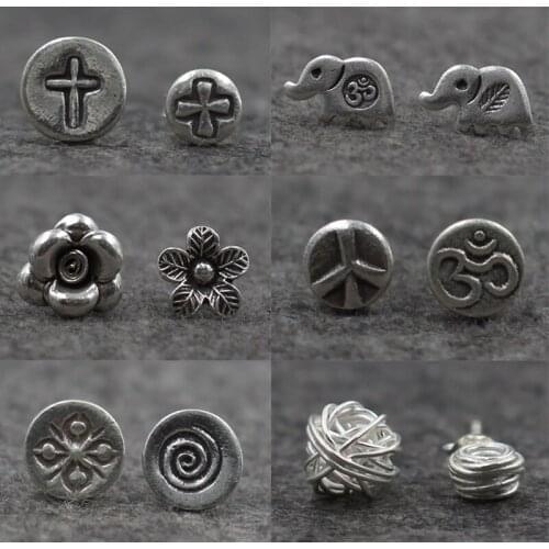 Thailand Mai hand Tremella nail small fresh elephant floret Sterling Silver S925 Earrings Ear grain safety 1 pair