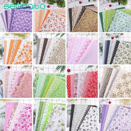SEWBATO 25x25cm 7Pcs printed cotton fabric quilting fabric sewing material for Patchwork Needlework DIY Handmade Accessories