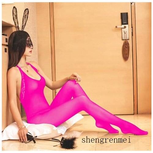 Shengrenmei Rose red Blue Women Lingerie Halter Bodysuits Sexy Lace Nightwear Nylon Teddy Lady Crotchless Underwear dropshipping