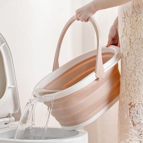 Foldable Mop Bucket With Handle Thicken Wash Face Basin Footbath Basin Portable Camping Wash Car Bucket Household Cleaning Tool